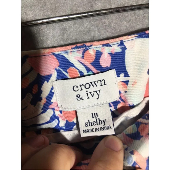 Womens Crown & Ivy Shorts Lettuce Hem Shelby Patterned Pastels Summer Spring - Picture 3 of 7
